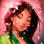 Аватар Мулан / Mulan героиня мультфильма Мулан / Mulan под падающими листьями сакуры