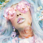 Аватар Леди Гага / Lady Gaga, в розовых очках, на фоне цветов