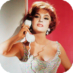 Аватар Актриса Джина Лоллобриджида / Gina Lollobrigida в белом платье держит в руках домашний телефон