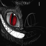99px.ru аватар Черный улыбающийся Чеширский кот с красными глазами (Halloween / Хэллоуин)