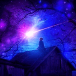 99px.ru аватар Мальчик сидит на крыше дома и смотрит на звезды