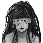 Аватар Девушка с глазами закрытыми полоской с надписью Error / Ошибка, работа Yunisu-chan