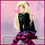 99px.ru аватар Эмо-девушка надувает розовый пузырь жвачкой