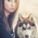 99px.ru аватар Девушка с собакой породы хаски, ву Nastya M