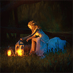 99px.ru аватар Девушка сидит возле двух фонарей в траве