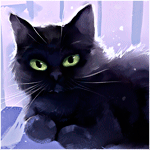 Аватар Черная кошка с зелеными глазами, художник Apofiss