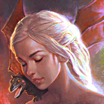 99px.ru аватар Дэйнерис Таргариен / Daenerys Targaryen из сериала Игра престолов / Game of Thrones, с драконом на плече, художник kr0npr1nz