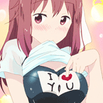 Аватар Haruka Takayama / Такаяма Харука из аниме Sakura Trick / Проделки Сакуры тыкает пальцем в сердечко у себя на груди