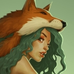 99px.ru аватар Девушка с зелеными волосами и лисьей накидкой