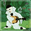 99px.ru аватар Грустный Пьеро играет на гитаре преклонив колено перед Мальвиной, мультфильм Приключения Буратино