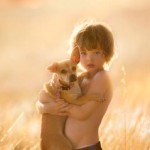 Аватар Мальчик с собакой на руках стоит в поле, ву Jessica Drossin