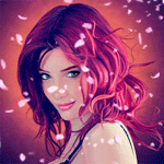 99px.ru аватар Девушка с красными волосами под летящими лепестками сакуры