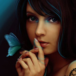 99px.ru аватар Девушка с синей бабочкой на руке