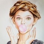 99px.ru аватар Девушка с пузырем от жвачки у рта