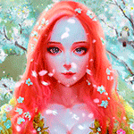 99px.ru аватар Рыженькая девушка под летящими лепестками сакуры