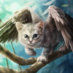 99px.ru аватар Кот с крыльями идущего во ветке дерева