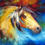 99px.ru аватар Рисунок лошади с пером в гриве, художник Marcia Baldwin