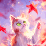 99px.ru аватар Котенок играет с осенним листом на фоне неба