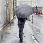99px.ru аватар Девушка в городе под зонтом идет по улице, под дождем