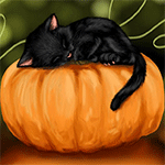 99px.ru аватар Маленький черный котенок спит на тыкве