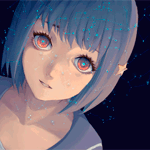 99px.ru аватар Милая аниме девушка моргает на фоне неба со звездами