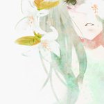 99px.ru аватар Девушка манга с зелеными локонами и белыми лилиями на волосах