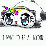Аватар Панда с рогом и нимбом (I want to be a unicorn / Я хочу быть единорогом)