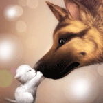 99px.ru аватар Белый котенок целует в знак дружбы и преданности в носик собаку (Only You / Только ты)