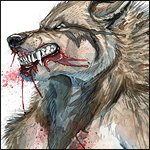 99px.ru аватар Волк с кровью у пасти, прижал уши, скалясь