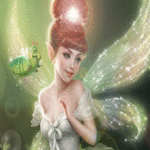 99px.ru аватар Эльфийка с блестящими крыльями и гусеницей, сидящей на них