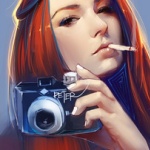 Аватар Девушка с фотоаппаратом и сигаретой
