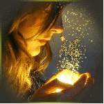 Аватар Над руками девушки бабочка в светящихся блестках