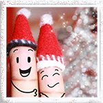 99px.ru аватар Два пальца с надетыми на них новогодними колпаками и нарисованными веселыми смайликами