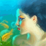 99px.ru аватар Девушка и золотые рыбки под водой