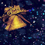 99px.ru аватар Золотой колокольчик на фоне мерцающих огоньков (Merry Christmas / Счастливого Рождества)