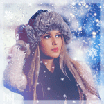 99px.ru аватар Девушка в меховой шапке под падающими снежинками