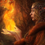 99px.ru аватар Девушка держит в руках огненного дракона