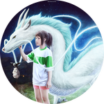 99px.ru аватар Тихиро, Хаку, Бо и Птичка / Chihiro, Haku, Boh and Bird стоят ночью из аниме Унесенные призраками / Spirited Away
