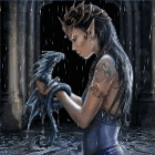 99px.ru аватар Девушка стоит в воде под дождем и держит в руках дракона