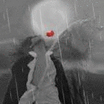 99px.ru аватар Парень с розой во рту на фоне воющего волка и полной луны