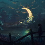 99px.ru аватар Девочка стоит у забора в лунную ночь, by Sylar113