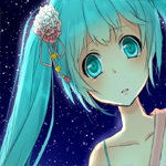 Аватар Vocaloid Hatsune Miku / Вокалоид Хатсуне Мику на фоне звездного неба