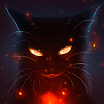 99px.ru аватар Черная кошка в окружении красных бликов