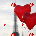 99px.ru аватар Воздушные шары в форме сердца на фоне Эйфелевой башни, вокруг летают и лопаются сердечки