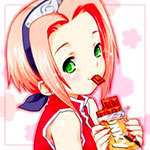 99px.ru аватар Сакура Харуно / Sakura Haruno из аниме Наруто / Naruto ест шоколад