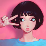 Аватар Девушка держит руку у лица, by KR0NPR1NZ