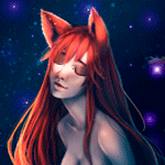 Аватар Холо / Holo из аниме Волчица и пряности / Ookami to Koushinryou на фоне ночного неба