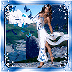 99px.ru аватар Девушка в белом платье, рядом порхают синие бабочки