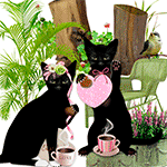 Аватар Две черные кошки пьют чай в бокалах