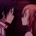 Аватар Kirigaya Kazuto / Киригая Казуто и Yuuki Asuna / Юки Асуна целуются, герои из аниме Sword Art Online / Мастера Меча Онлайн, Art by Aquariumtama